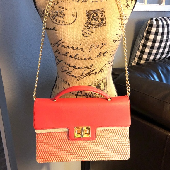 Olive & Joy Handbags - olive and Joy coral and cream Cross body purse